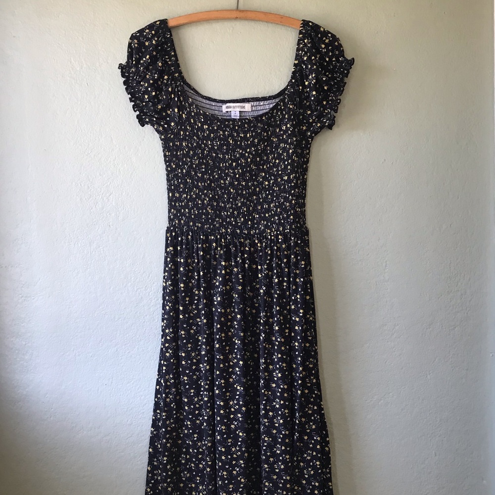 Urban Outfitters Black Floral Midi Dress